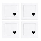 Heart – 100% Linen Embroidered Cocktail Napkins (Set of 4)