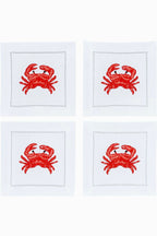 Crab – 100% Linen Embroidered Cocktail Napkins (Set of 4)