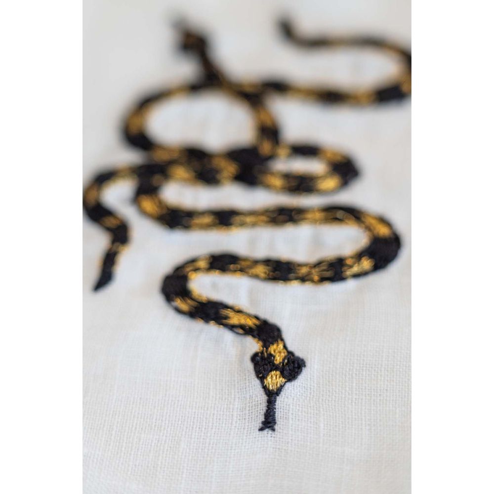 Snake – 100% Linen Embroidered Dinner Napkin (Sold Individually)