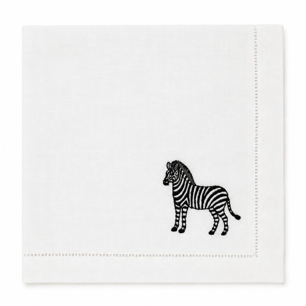 Zebra – 100% Linen Embroidered Dinner Napkin (Sold Individually)