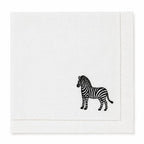 Zebra – 100% Linen Embroidered Dinner Napkin (Sold Individually)