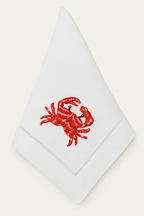 Crab Embroidery – 100% Linen Embroidered Dinner Napkin (Sold Individually)
