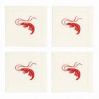 Shrimp – 100% Linen Embroidered Cocktail Napkins (Set of 4)