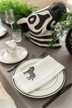 Zebra – 100% Linen Embroidered Dinner Napkin (Sold Individually)