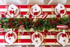 Christmas Cardinal Bird – 100% Linen Embroidered Dinner Napkin (Sold Individually)